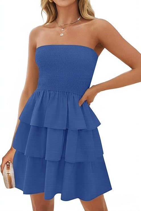 Off-Shoulder Pleated Tube Dress – Radiant Summer Elegance