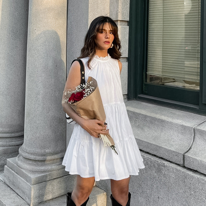 Graceful Bow-Tie Round Neck Dress – Effortless Poise & Feminine Charm