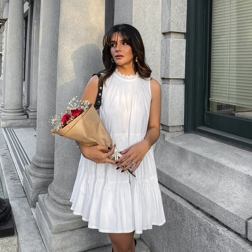 Graceful Bow-Tie Round Neck Dress – Effortless Poise & Feminine Charm