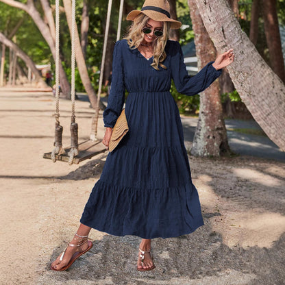 Chic Lantern Sleeve Stitch Dress – Modern Grace in Motion